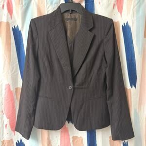 Elie Tahari Chocolate Brown Pinstripe Blazer Size 8